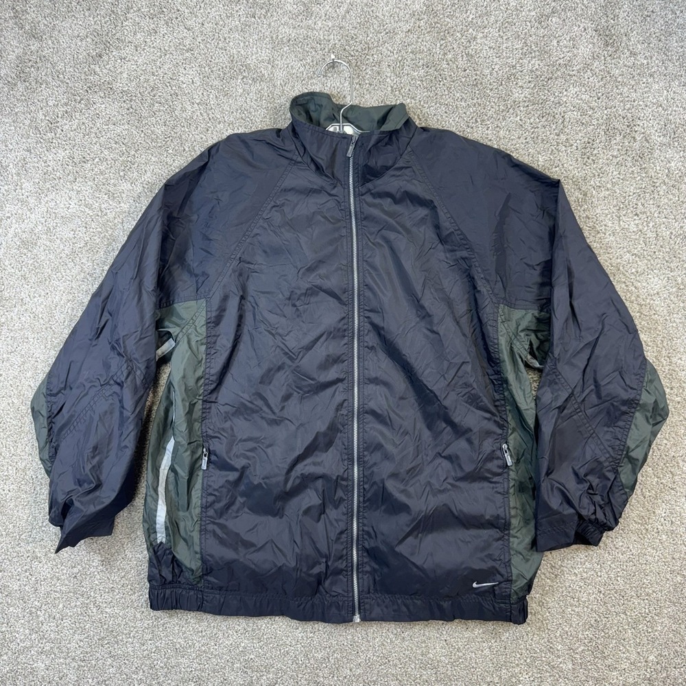 Nike Full Zip Jacket Men's‎ Size Small Lightweight Black Green Windbreaker